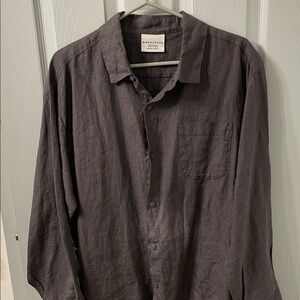 Parachute Men's Dark Charcoal Linen Button-Down Shirt